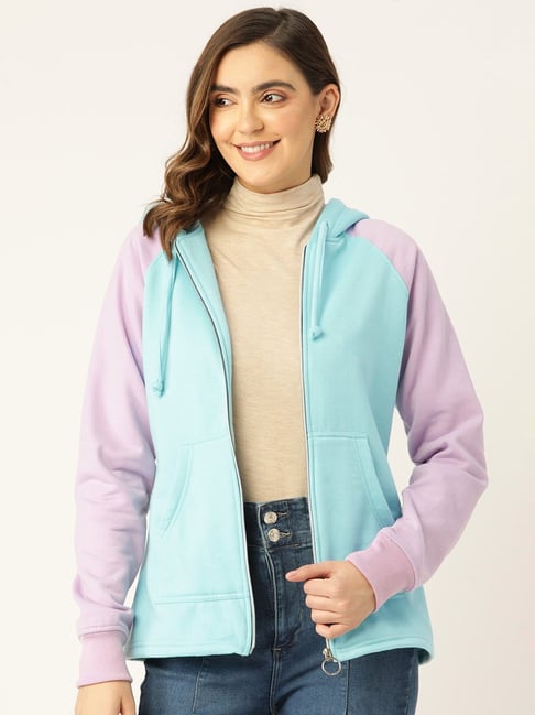 BRINNS Turquoise Color Block Front Open Hoodie