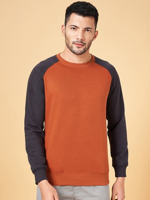 Urban Ranger by Pantaloons Grey Rust Regular Fit Colour Block Sweatshirt