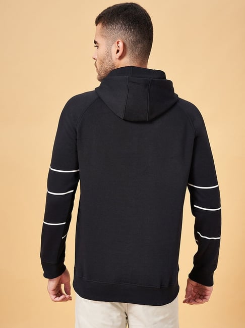 Urban Ranger by Pantaloons Black Regular Fit Printed Hooded Sweatshirt