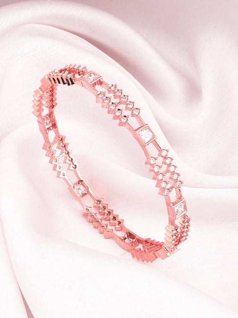 GIVA 92.5 Sterling Silver Rose Gold Glittering Sheen Bangle-picture-26