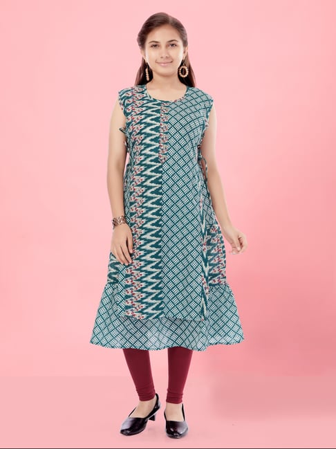 Buy BIBA GIRLS Printed Cotton Round Neck Girls Kurta Leggings Set |  Shoppers Stop