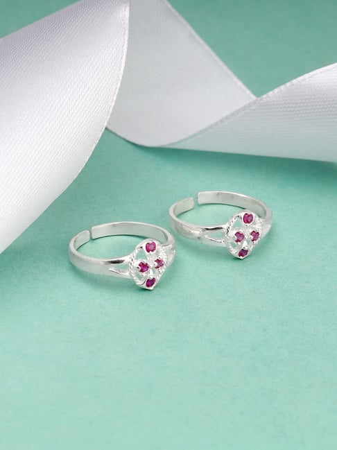 GIVA 92.5 Sterling Silver Ruby Radiance Toe Rings-picture-26