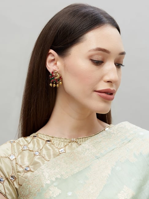 Buy Blue Leaf Carved Stud Earrings by Nayaab by Aleezeh Online at Aza  Fashions.