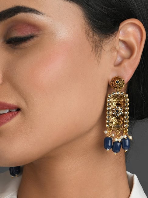 Buy Royal Blue Faceted Glass Drop Earrings. Gold Plated, Hypoallergenic,  Nickel Free Online in India - Etsy