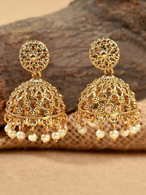 Buy Zaveri Pearls Rose Gold Kundan & Austrian Diamonds Jhumki Drops Earring-ZPFK13786  online