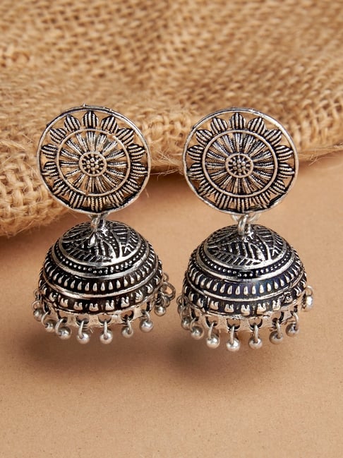 Nepali Stone Brass Bali Earrings White #53246 | Buy Traditional Earrings  Online