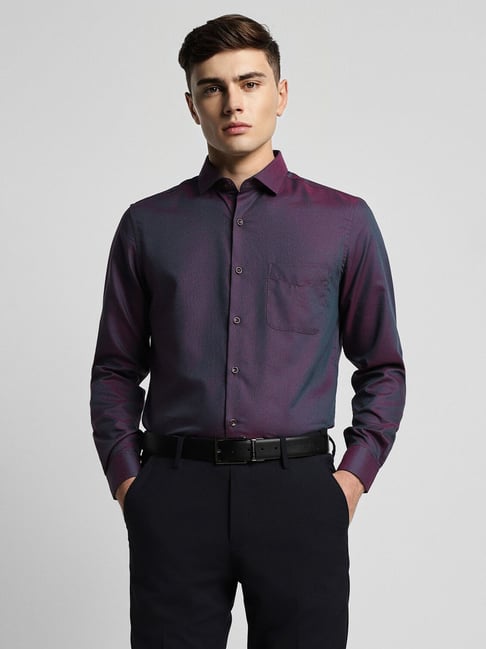 Louis Philippe Formal Shirts : Buy Louis Philippe Purple Check Formal Shirt  Online