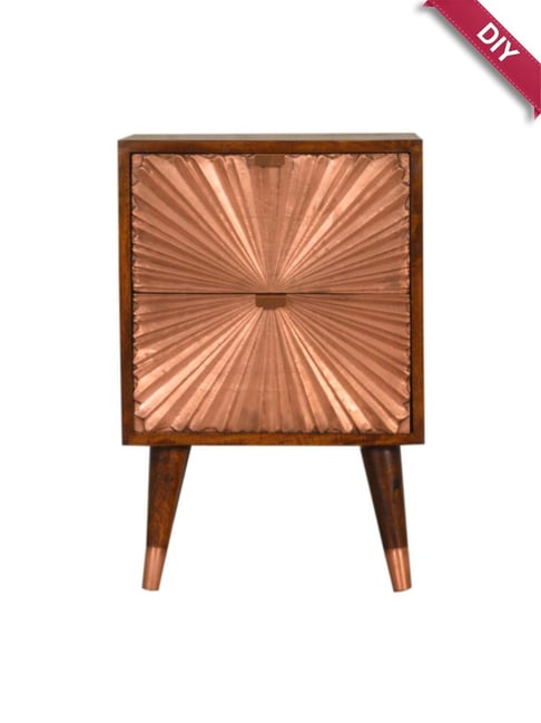 Artisan Furniture Manila Bronze &amp; Brown Wood Bedside Table