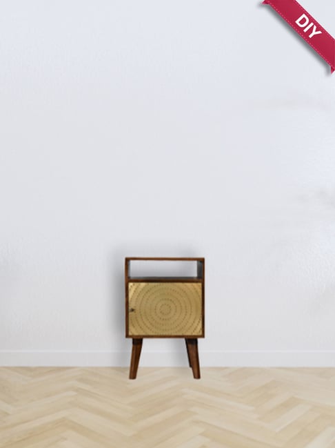 Artisan Furniture Zen Gold &amp; Brown Wood Bedside Table