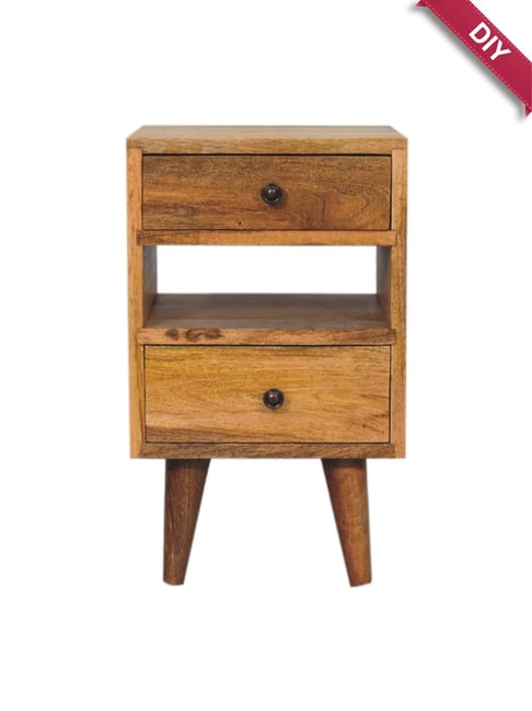 Artisan Furniture Brown Wood Mini Classic Multi Oakish Bedside Table