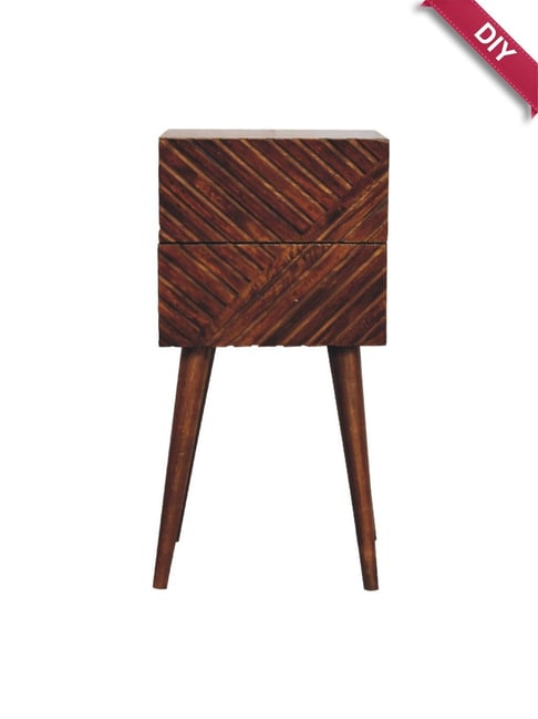 Artisan Furniture Brown Wood Lille Mini Chestnut Bedside Table