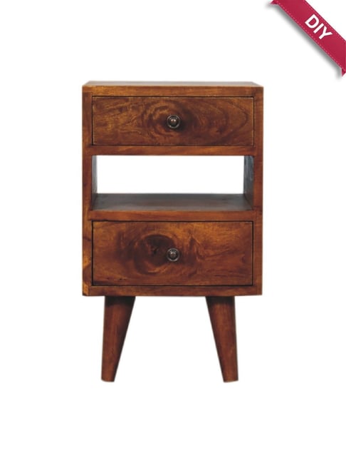 Artisan Furniture Brown Wood Mini Classic Multi Chestnut Bedside Table