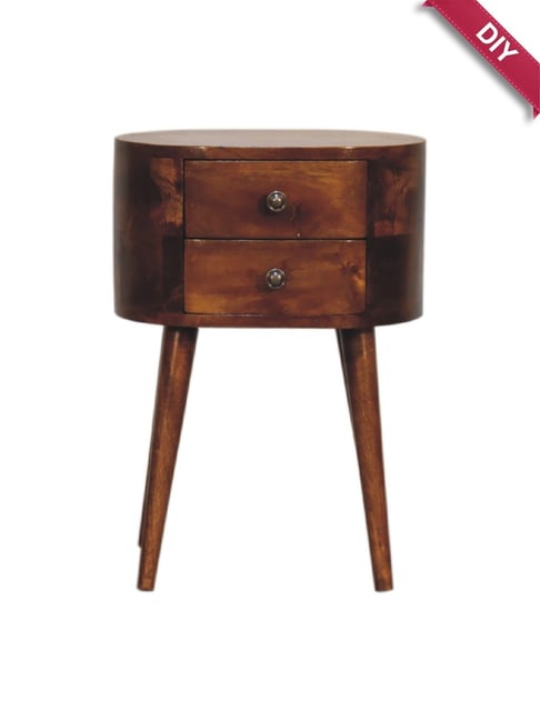 Artisan Furniture Brown Wood Mini Chestnut Rounded Bedside Table