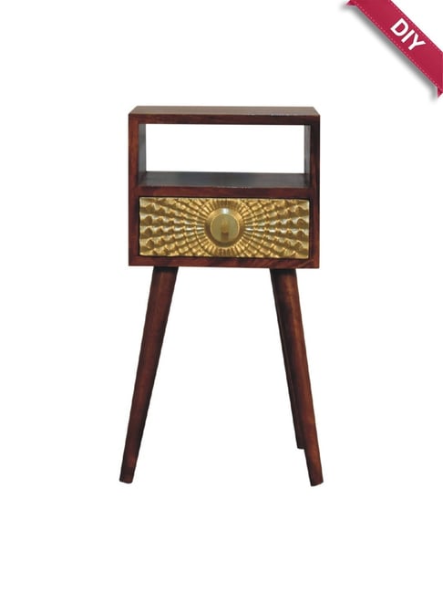 Artisan Furniture Eden Gold &amp; Brown Mini Bedside Table