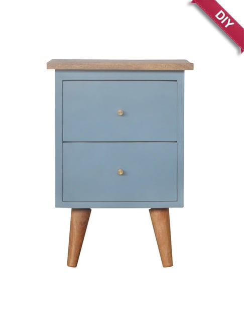Artisan Furniture Blue Wood Hand Painted Bedside Table