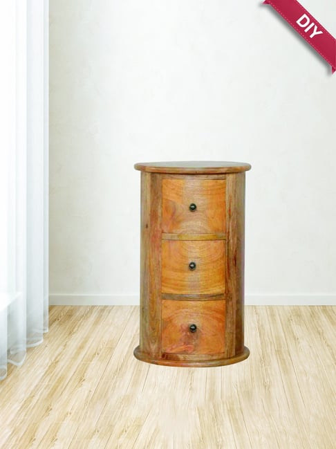 Artisan Furniture 3 Drawer Drum Brown Wood Chest