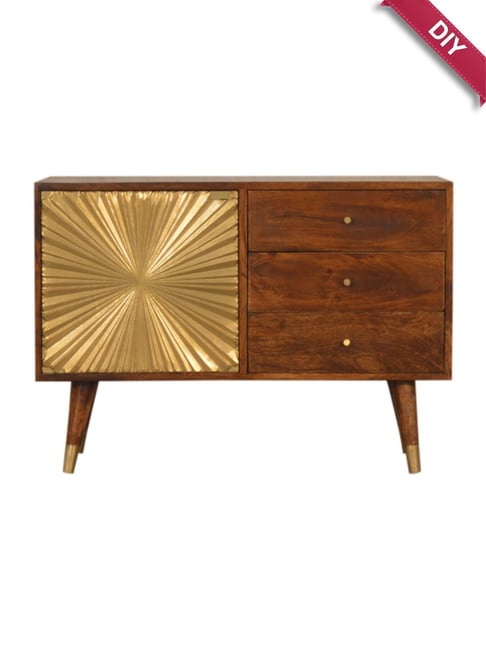 Artisan Furniture Manila Gold &amp; Brown Wood Sideboard