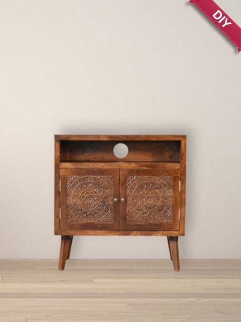 Artisan Furniture Tova Open Shelf Brown Wood Cabinet