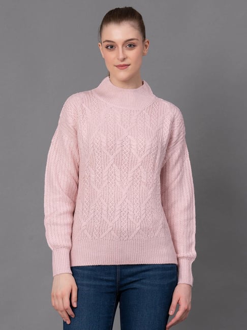 Red Tape Dusky Pink Self Design Sweater