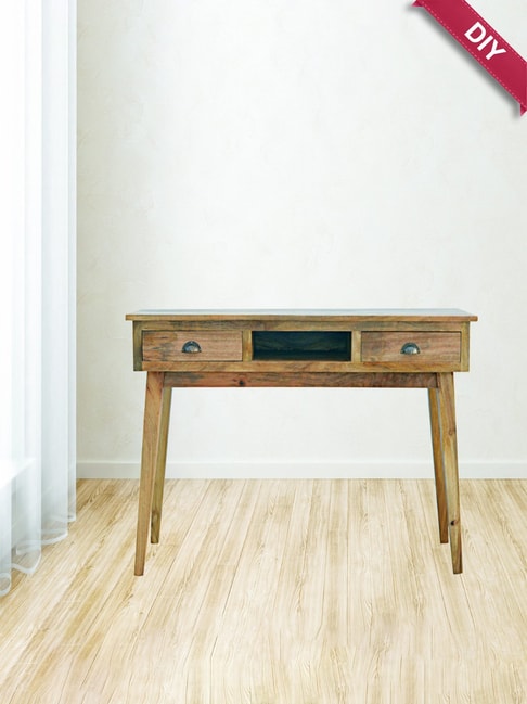 Artisan Furniture Brown Wood Writing Desk with 2 Drawers