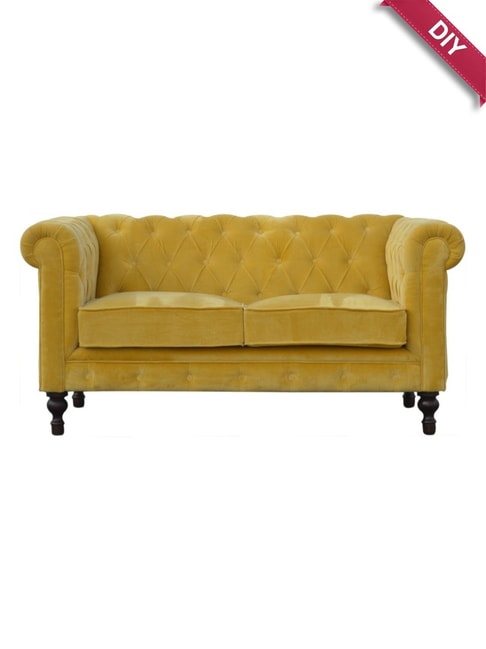Artisan Furniture Chesterfield Quilted Yellow Wood 2 Seater Sofa
