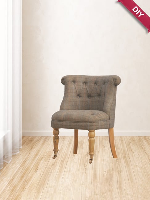 Artisan Furniture Grey &amp; Brown Wood Tweed Accent Chair
