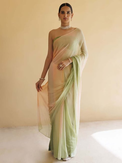 Grey Shaded Velvet Chiffon Saree with Sequined Blouse AN06