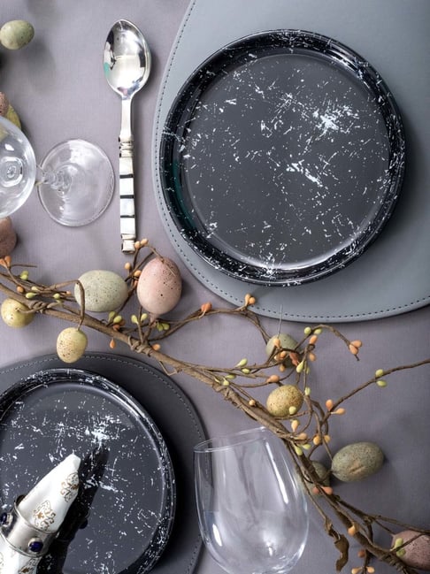 Servewell Dome Black Melamine Dinner Plates Set of