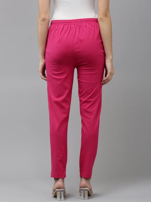 Buy Pink Solid Trousers Online - W for Woman