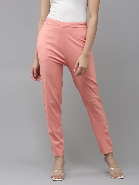 Peach cotton casual wear plain pant - G3-WFP57 | G3fashion.com