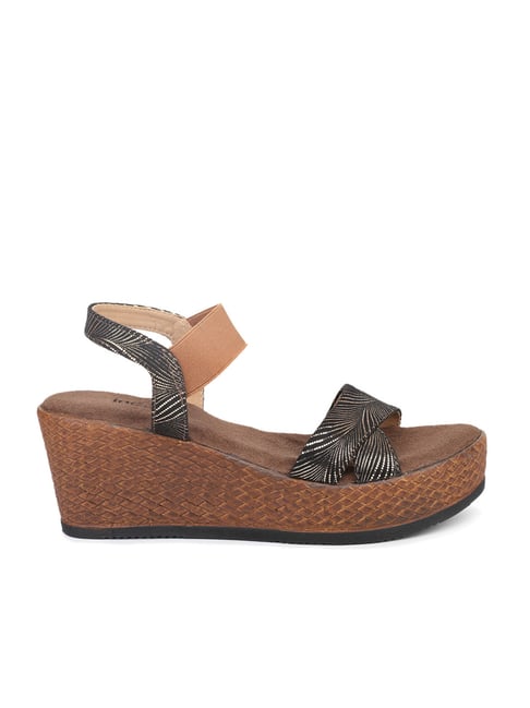 Inc.5 Women's Antique Gold Ankle Strap Wedges