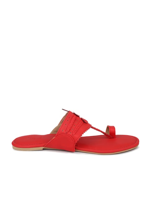 Red leather best sale sandals womens