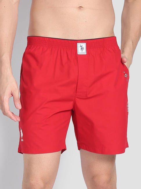 U.S. Polo Assn. Red Cotton Regular Fit Striped Boxers