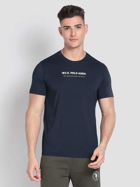 U.S. Polo Assn. Navy Blue Cotton Regular Fit Printed Lounge T-Shirt-picture-33