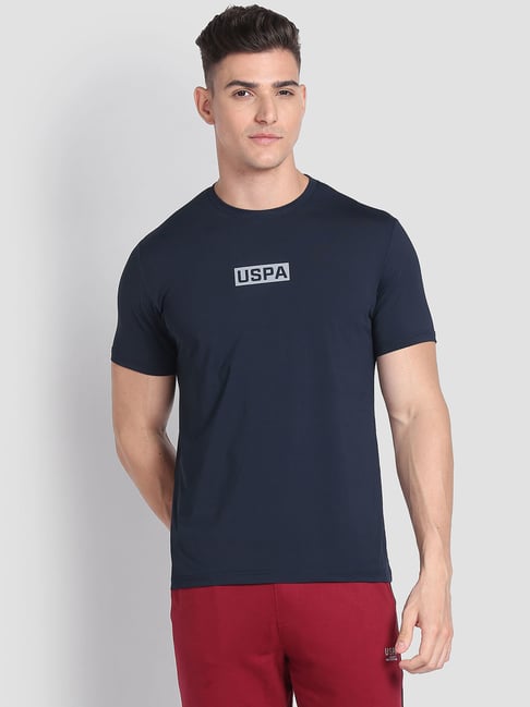 U.S. Polo Assn. Navy Blue Cotton Regular Fit Lounge T-Shirt-picture-32