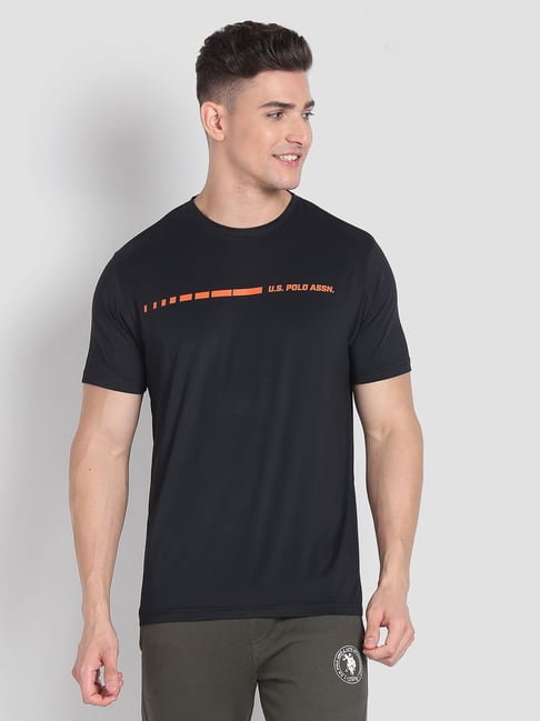 U.S. Polo Assn. Black Cotton Regular Fit Printed Lounge T-Shirt-picture-39