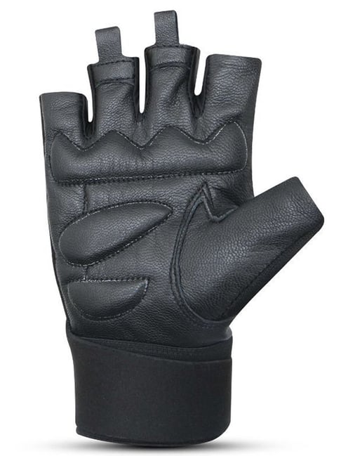 Nivia Leather Weightlifting Gym Gloves Black Size L