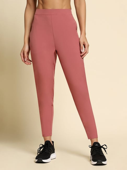 Rose yoga pants for women, straight-fit workout & exercise pants.