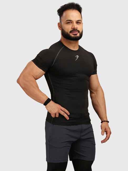 Buy FUAARK Men's Slim Fit Sports and Gym T-Shirt (Dark Grey, XX