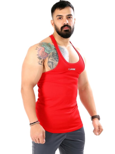 FUAARK Red Slim Fit Tank Tees