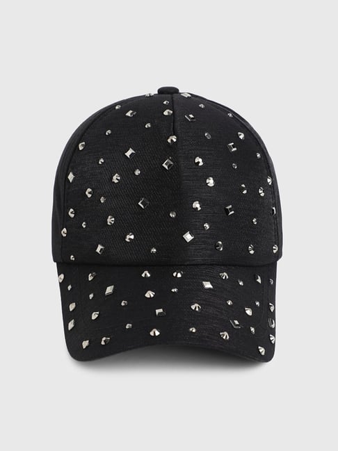 HauteSauce Black Maxi Studded Baseball Cap