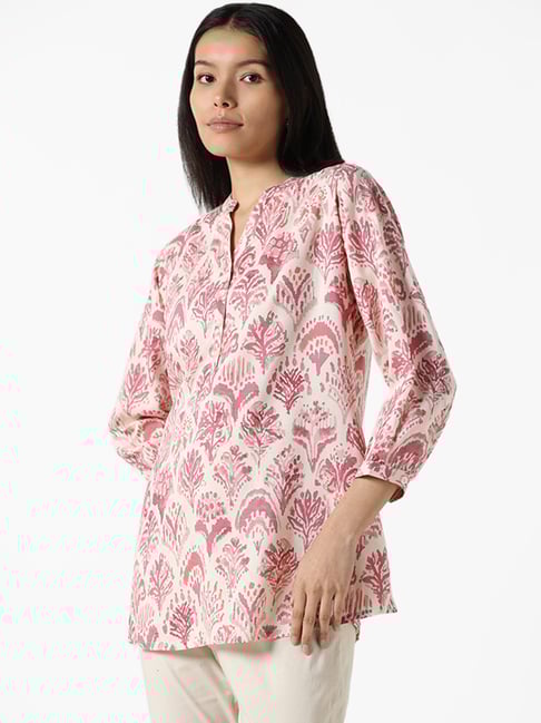 Utsa by Westside Lilac & White Printed Straight Tunic
