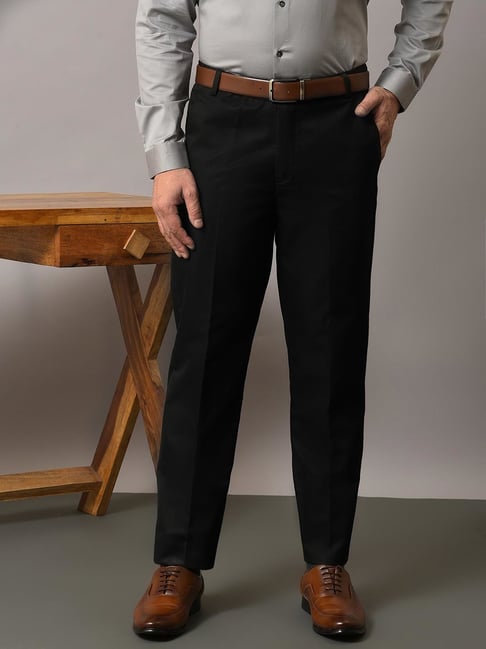 Straight Fit Flat-Front Trousers