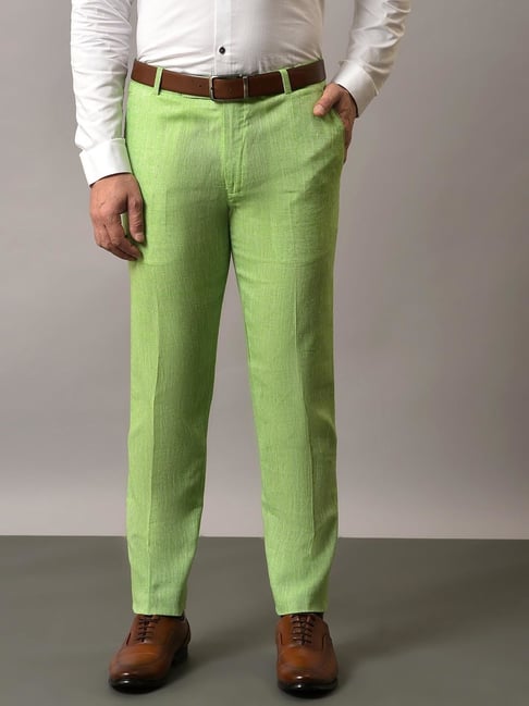 T the brand Mens Formal Flat Front Crease Trouser - Khaki | Tea & Tailoring
