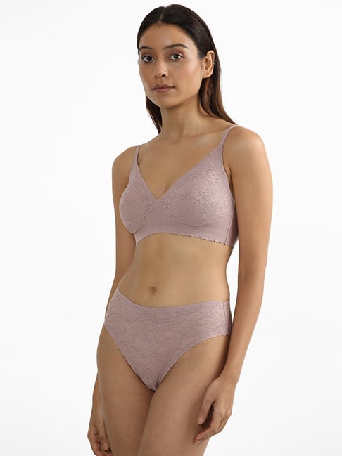 Buy Wunderlove Beige Invisible Lace Bra from Westside