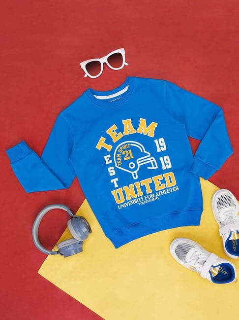 Pantaloons Junior Cobalt Blue Cotton Printed Full Sleeves Sweatshirt-picture-16