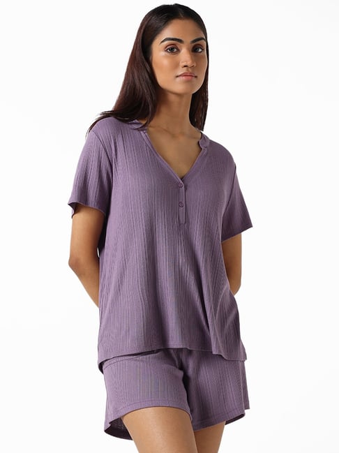 Buy Wunderlove by Westside Lilac Printed Sleepwear T-Shirt for