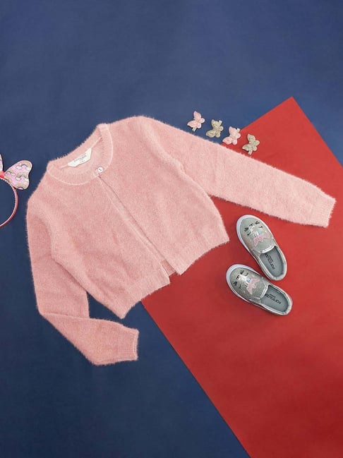 Pantaloons Junior Pink Regular Fit Full Sleeves Shrug - Main Image