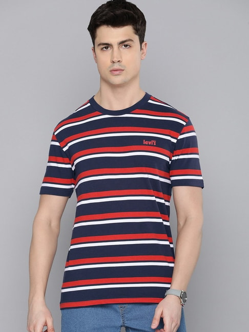 STRIPED T SHIRT TOP RED AND WHITE FANCY DRESS UNISEX SHORT SLEEVE