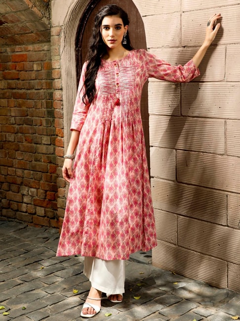 Buy SAKSHIPRIYA Women Floral Print, Printed, Self Design Cotton Silk  Straight Kurta (Green) (XL) Online at Best Prices in India - JioMart.